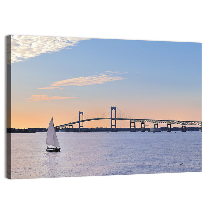 Newport Bridge at Sunset Wall Art as a canvas print