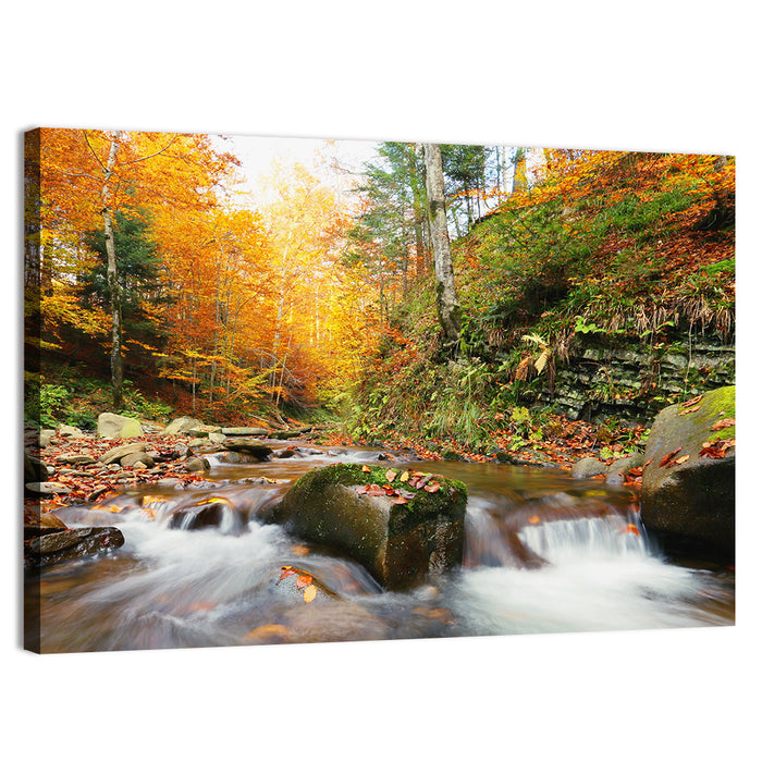 Forest Stream in Autumn Wall Art as a canvas print