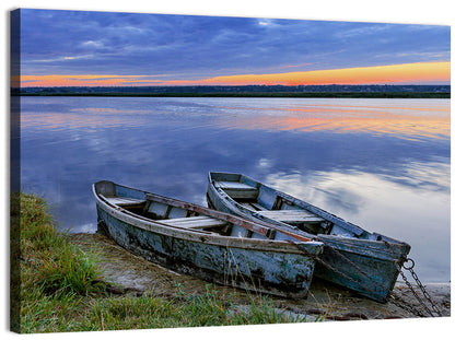 Chained Rowboats at Dusk Wall Art