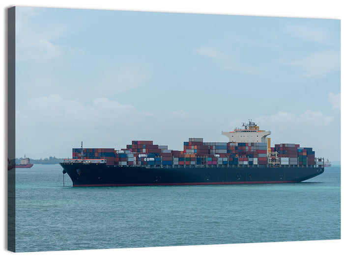 Harbor Container Ship at Sea Wall Art as a canvas print