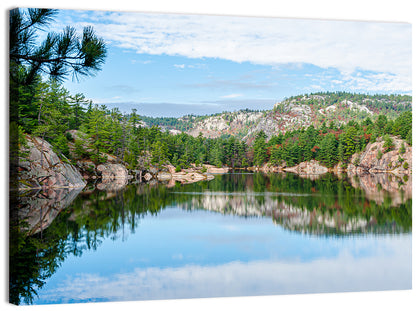 Mirror-quiet Lake and Pines Wall Art