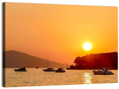 Golden Harbor Sunset Wall Art