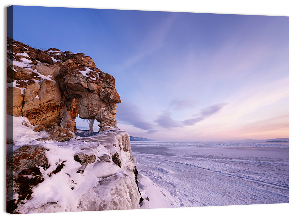 Lake Baikal Rock Arch at Winter Twilight Wall Art