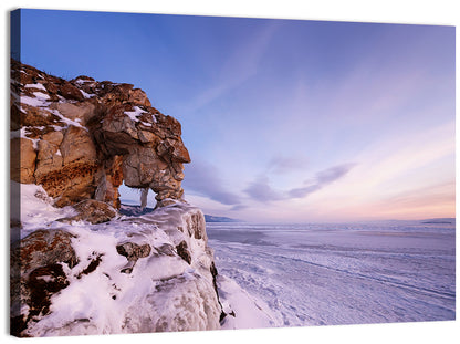 Lake Baikal Rock Arch at Winter Twilight Wall Art