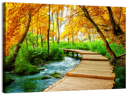 Plitvice Autumn Boardwalk Wall Art