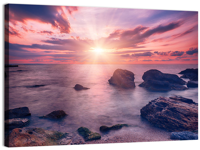 Ethereal Sea Sunrise Wall Art as a canvas print