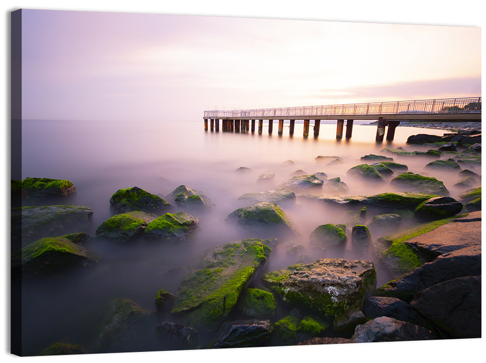 Florya Beach Pier at Lavender Dusk Wall Art, canvas print, landscape