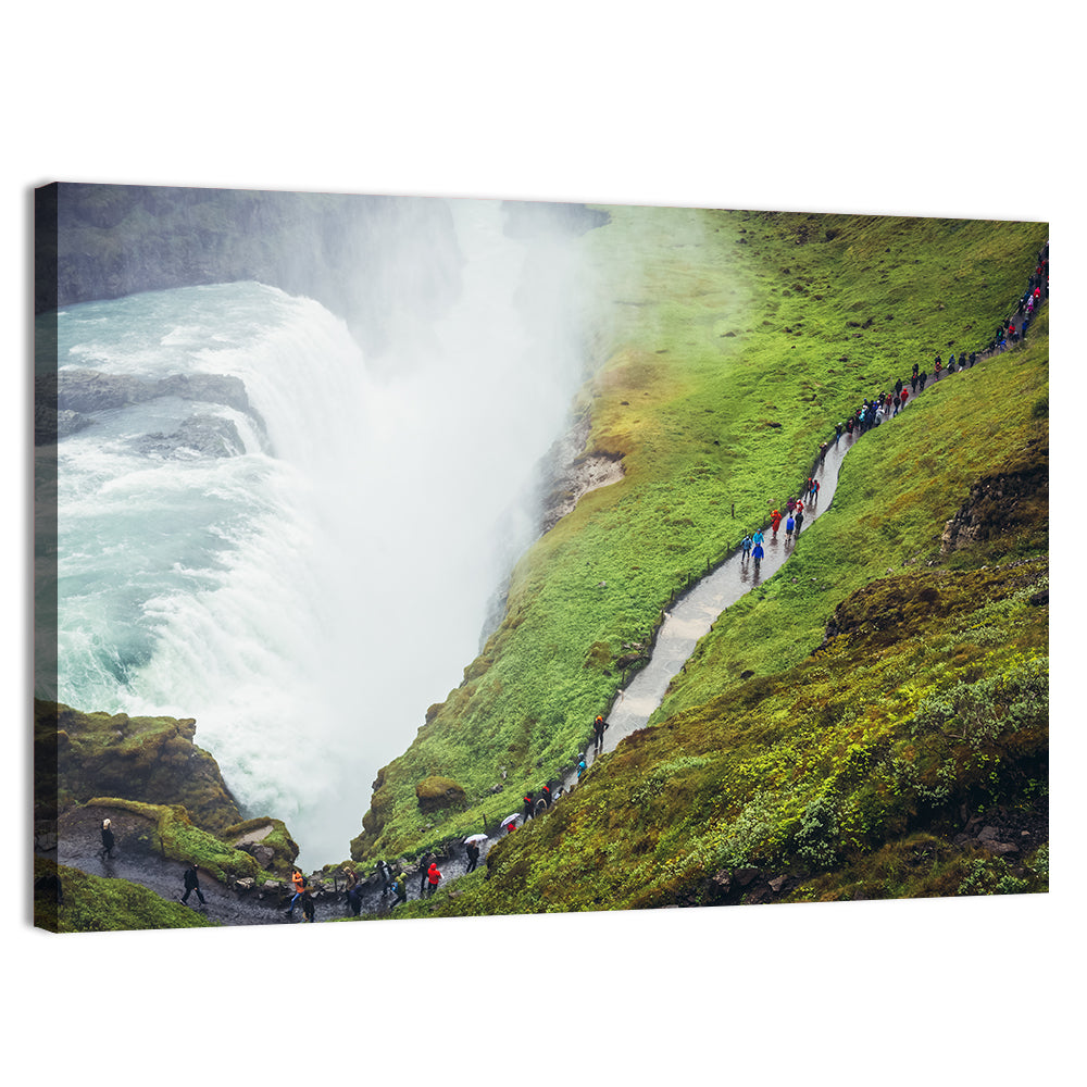 Misty Path at Gullfoss Waterfall Wall Art