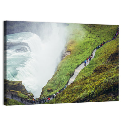 Misty Path at Gullfoss Waterfall Wall Art