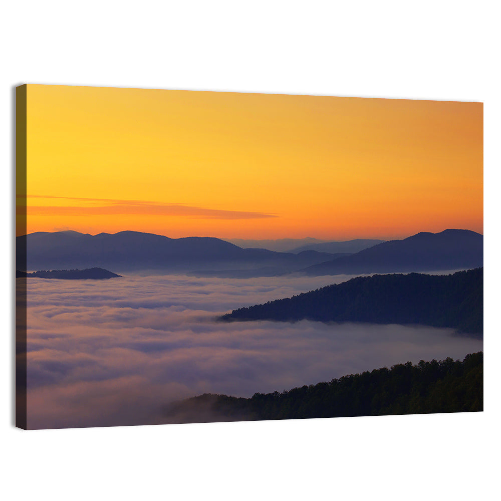 Cloud Sea Over Mountains at Golden Dawn Wall Art