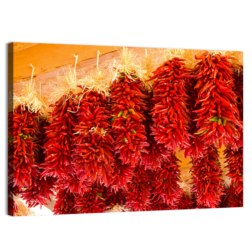 Hanging Dried Chili Peppers Wall Art, canvas print, landscape