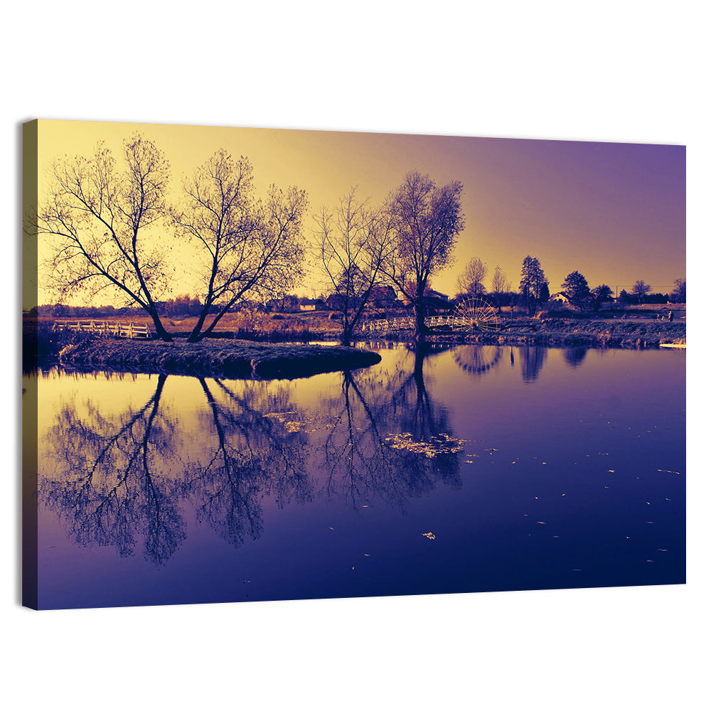 Winter Lake Morning Wall Art, canvas print, landscape