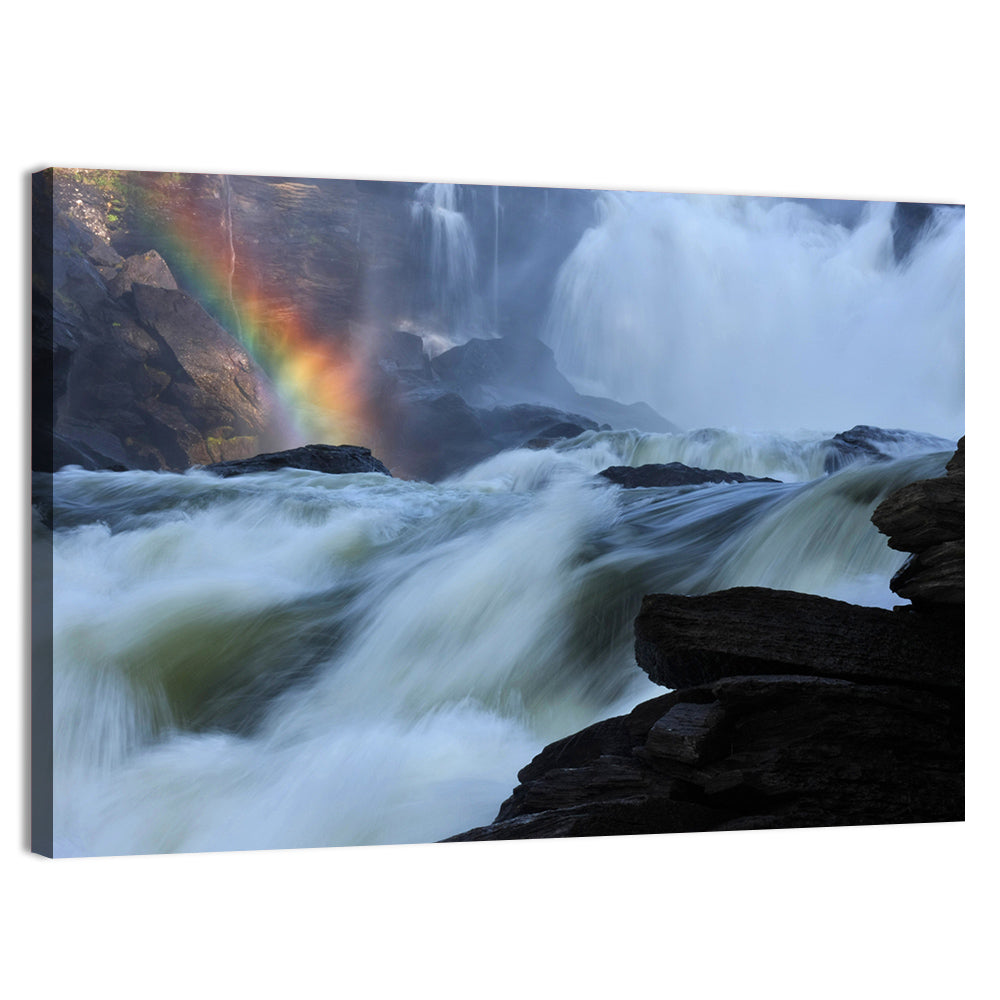 Rainbow Over Rushing River Wall Art, canvas print, landscape