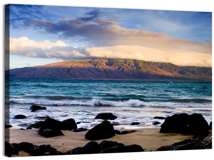 Kihei Golden Coastline Wall Art as a canvas print