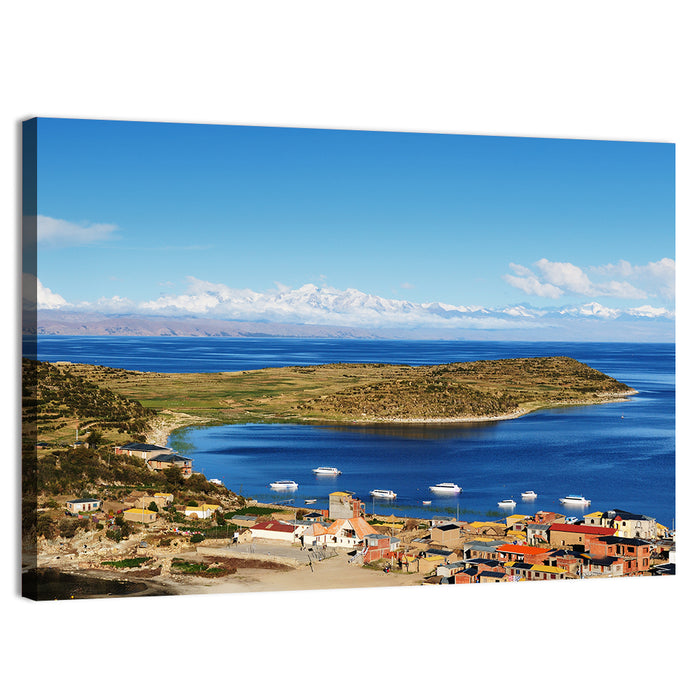 Isla Del Sol Village on Lake Titicaca Wall Art as a canvas print