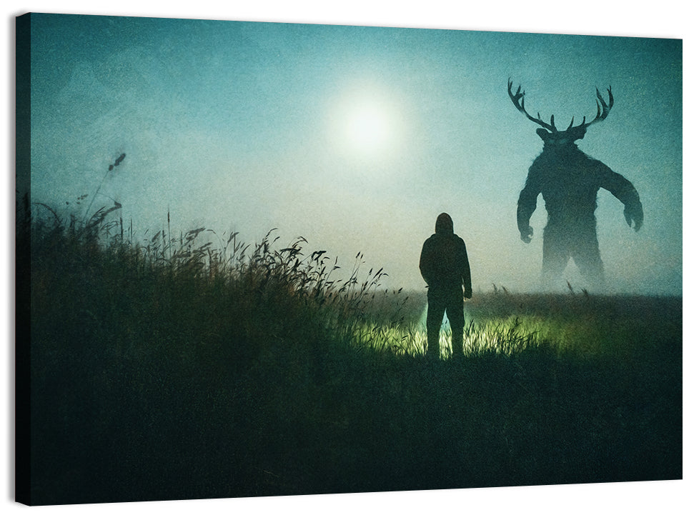 Antlered Shadow in Mist Wall Art