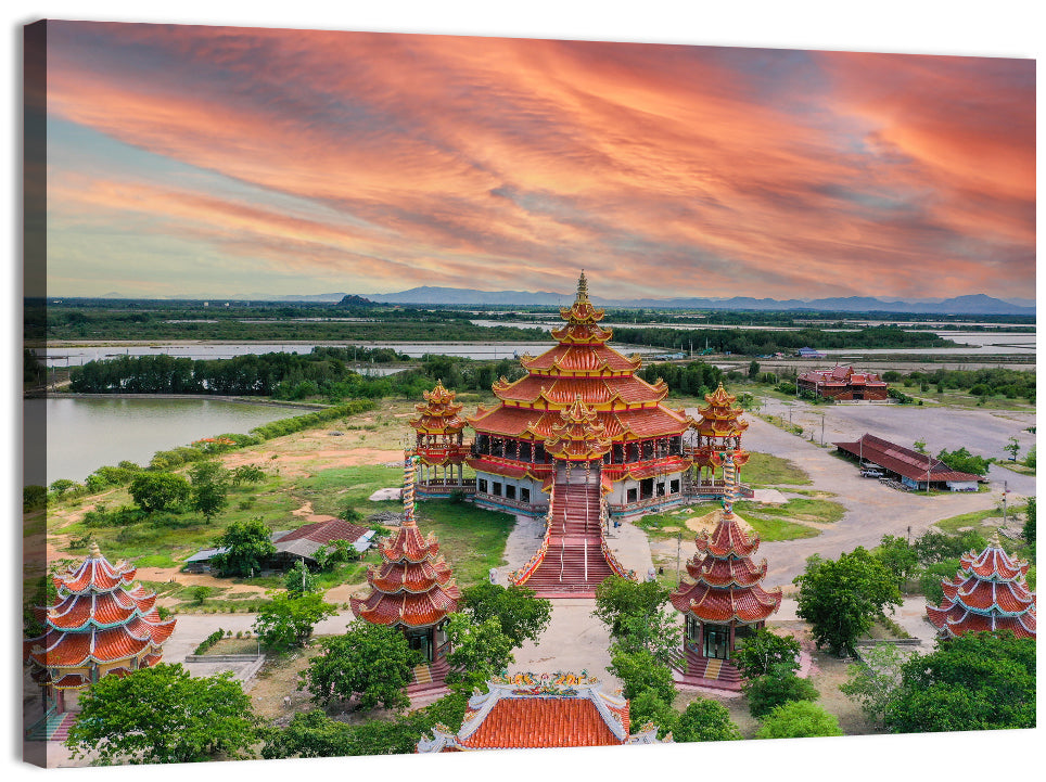 Wat Petch Suwan Temple at Sunset Wall Art
