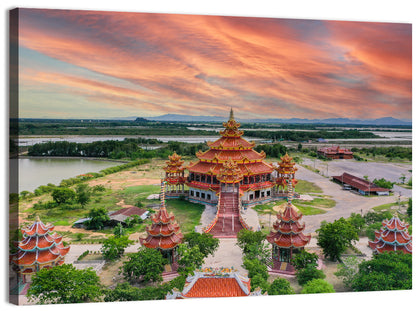 Wat Petch Suwan Temple at Sunset Wall Art