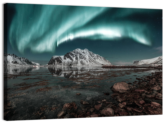 Lofoten Aurora Reflection Wall Art as a canvas print