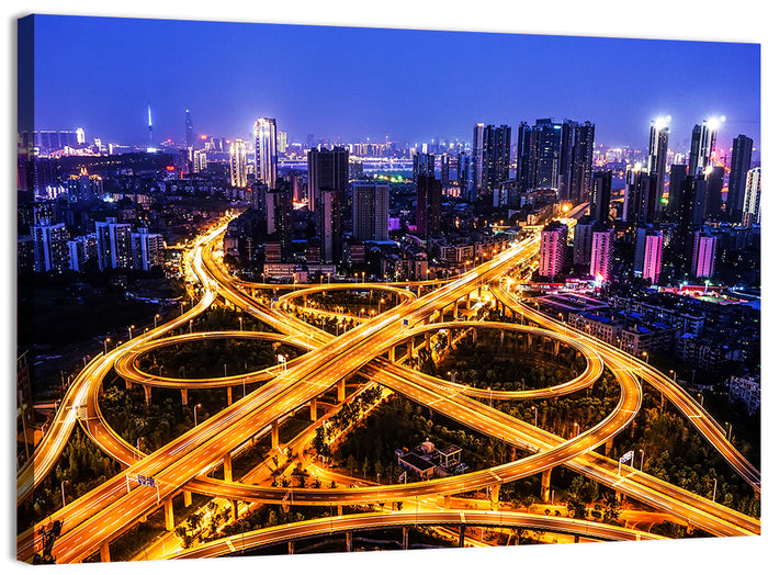 Hanyang District Interchange Nightscape Wall Art as a canvas print
