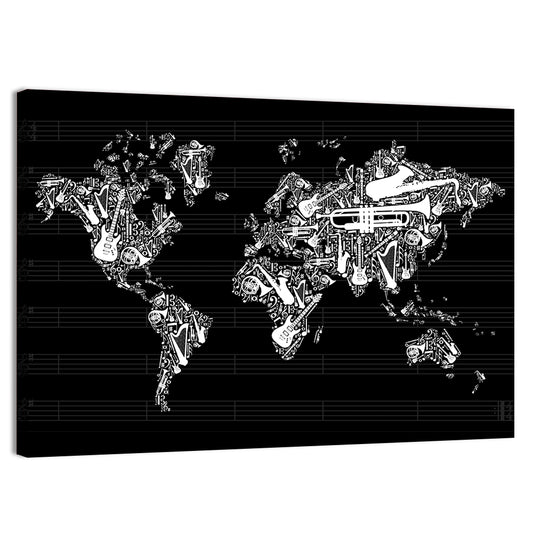 Musical World Map Wall Art