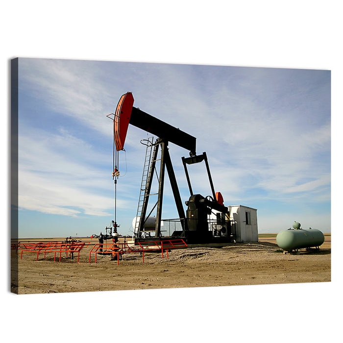Pump Jack with Storage Tank Wall Art as a canvas print