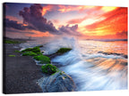 Ocean Waves Under Burning Sky Wall Art