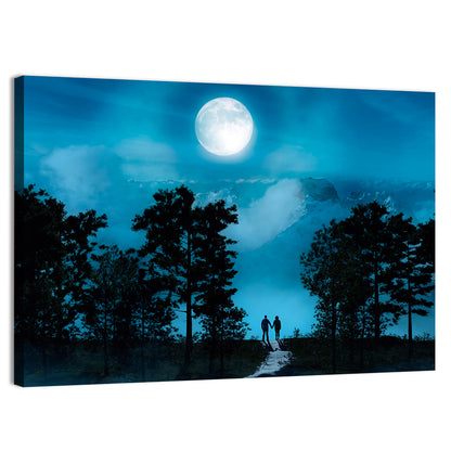 Couple Under Full Moon Wall Art