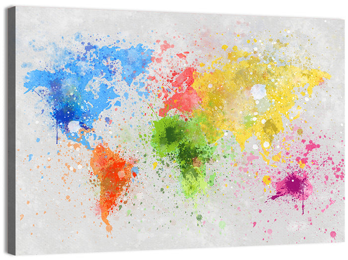 Vibrant Watercolor World Map Wall Art as a canvas print
