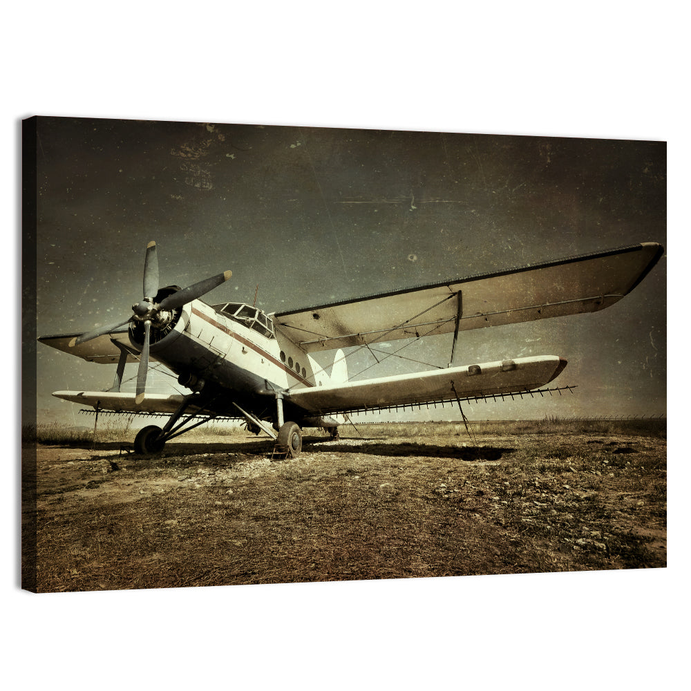 Vintage Military Biplane Wall Art, canvas print, landscape