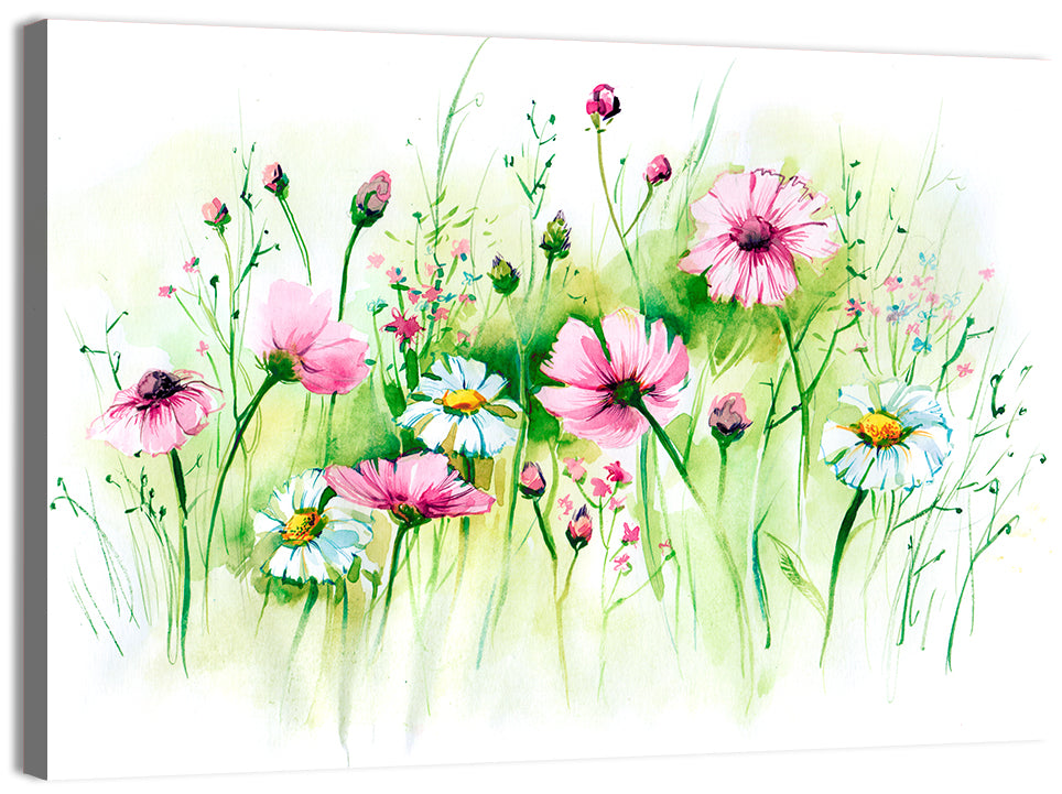 Airy Wildflower Meadow Watercolor Wall Art
