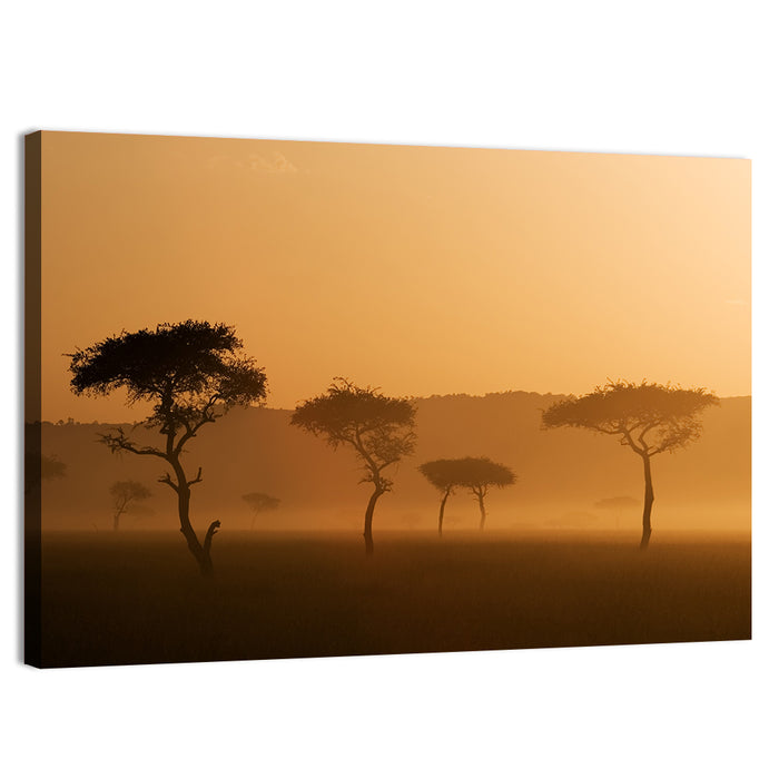 Massai Mara Morning Mist Wall Art as a canvas print