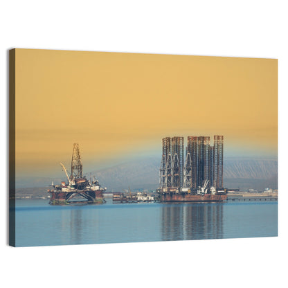 Baku Oil Rigs at Dusk Wall Art