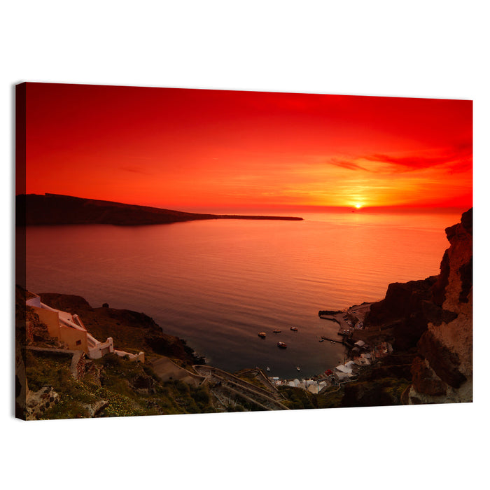 Ammoudi Bay Sunset, Oia Wall Art as a canvas print