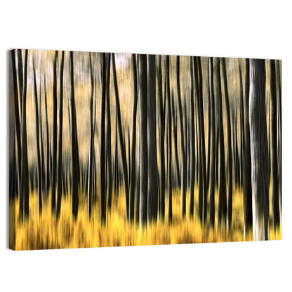 Golden Abstract Forest Wall Art