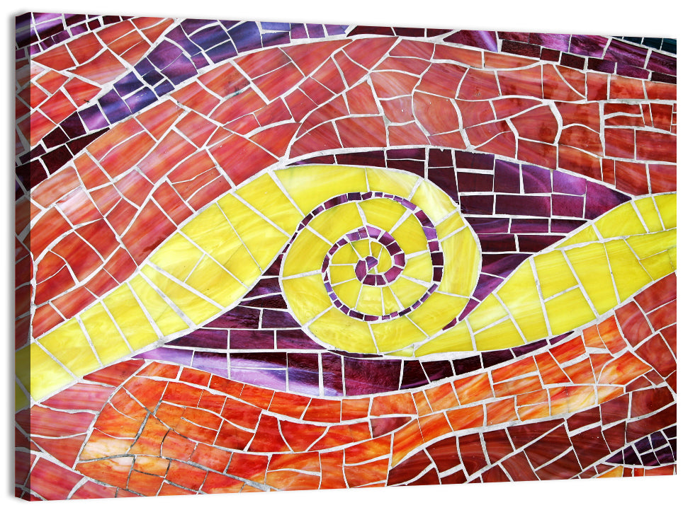Red and Yellow Spiral Mosaic Wall Art, canvas print, landscape