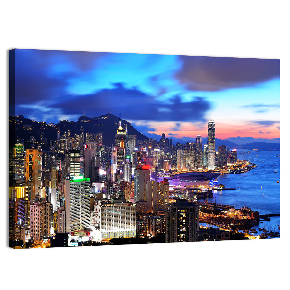 Victoria Harbour Skyline, Hong Kong Wall Art, canvas print, landscape