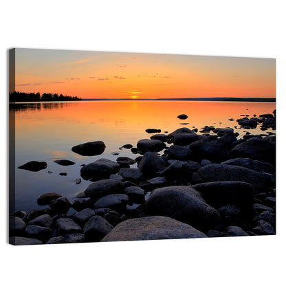 Rocky Lake Sunset Wall Art