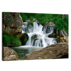 Moss Covered Rocky Waterfall Wall Art