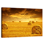 Golden Hour Haystacks Wall Art