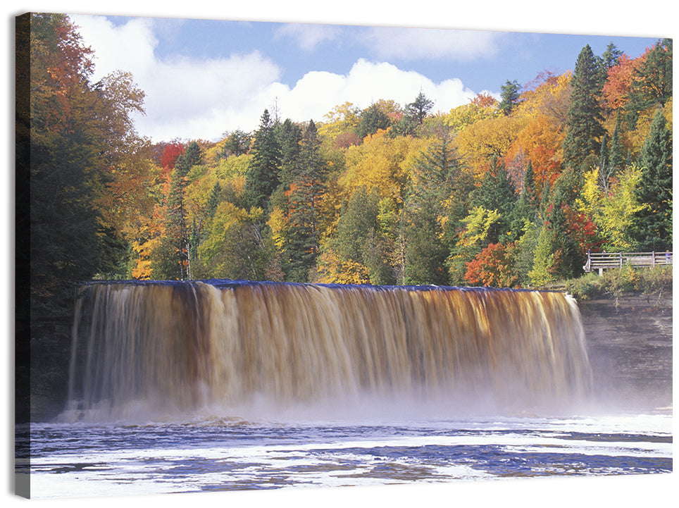 Tahquamenon Falls Autumn Waterfall Wall Art, canvas print, landscape