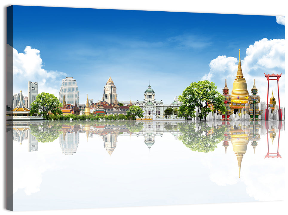 Bangkok Landmarks Reflection Scene Wall Art