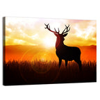Golden Hour Deer Silhouette Wall Art