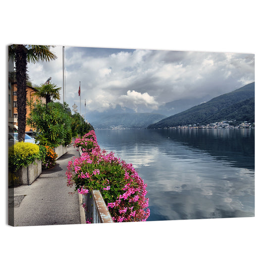 Lake Lugano Floral Walkway Wall Art