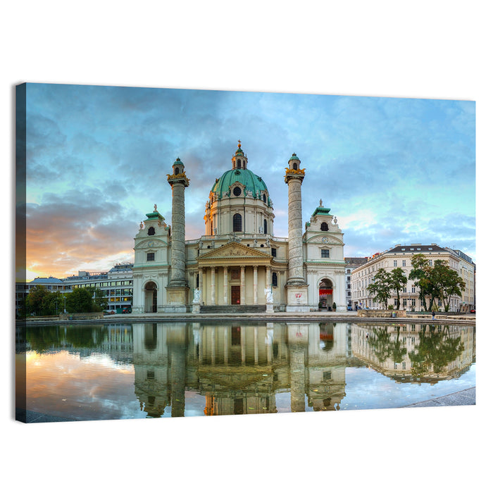 Karlskirche at Golden Hour Wall Art as a canvas print