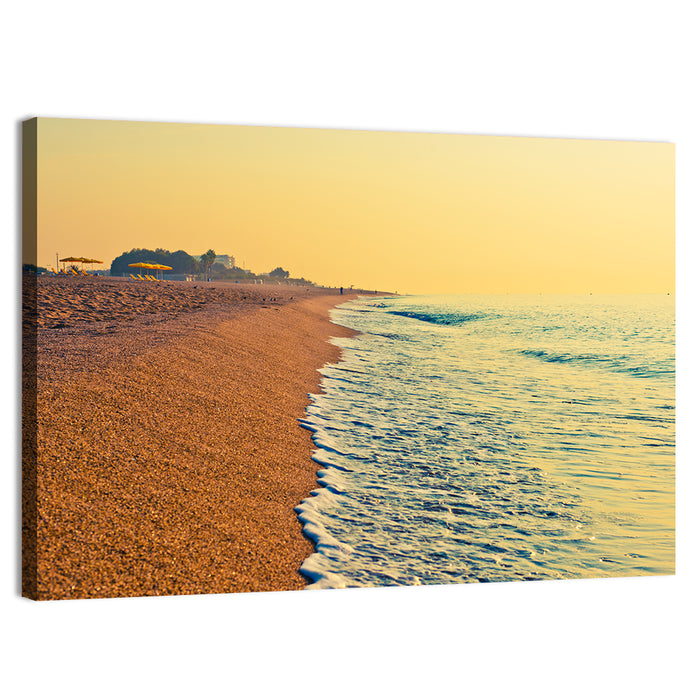 Tranquil Beach Sunrise Wall Art as a canvas print