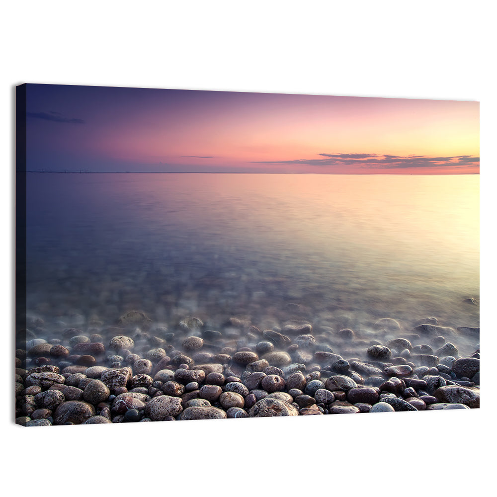 Pebbled Shore Sunset Wall Art
