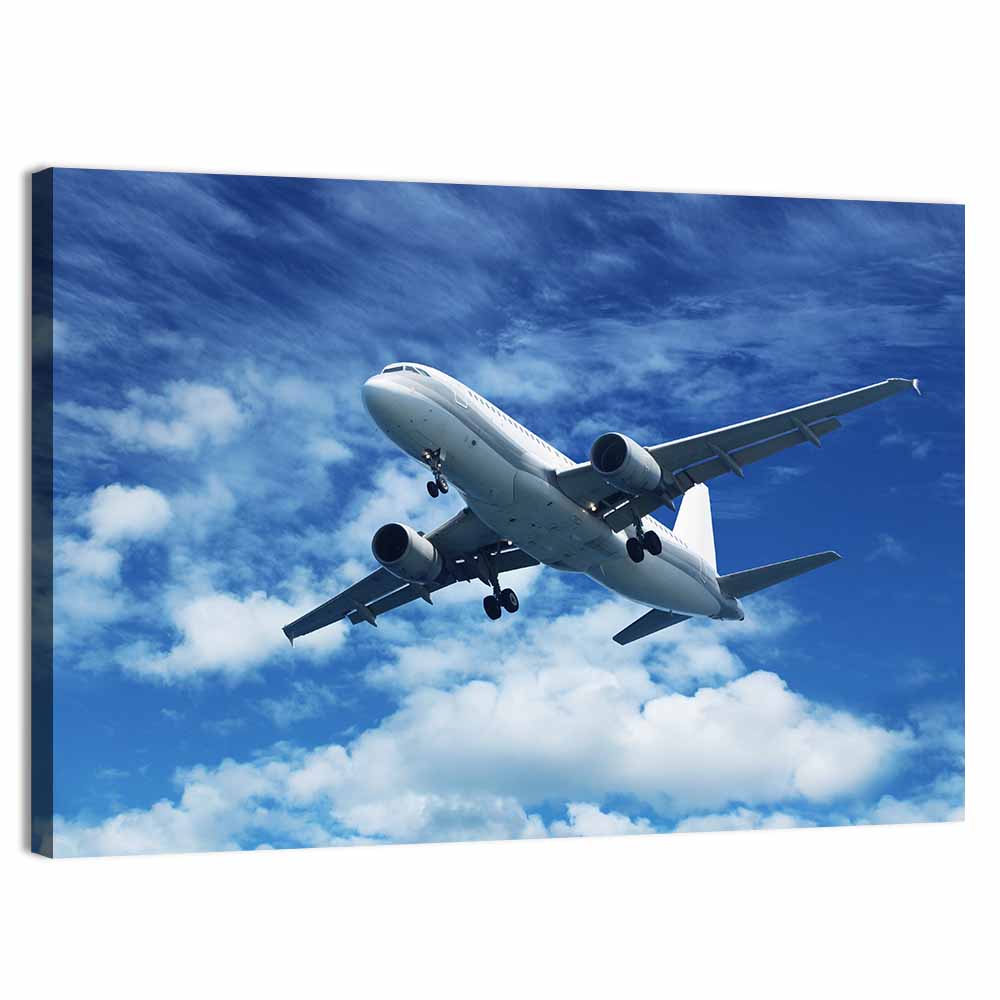 Passenger Airliner in Blue Sky Wall Art