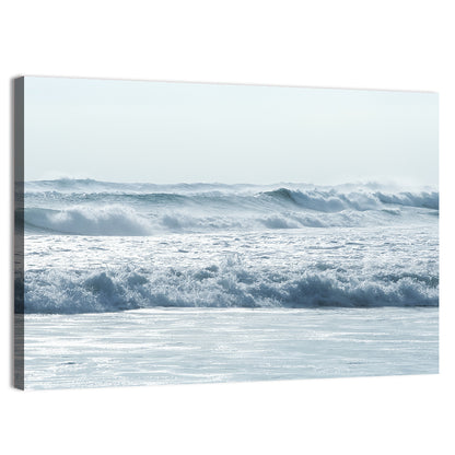 Misty Horizon Ocean Waves Wall Art