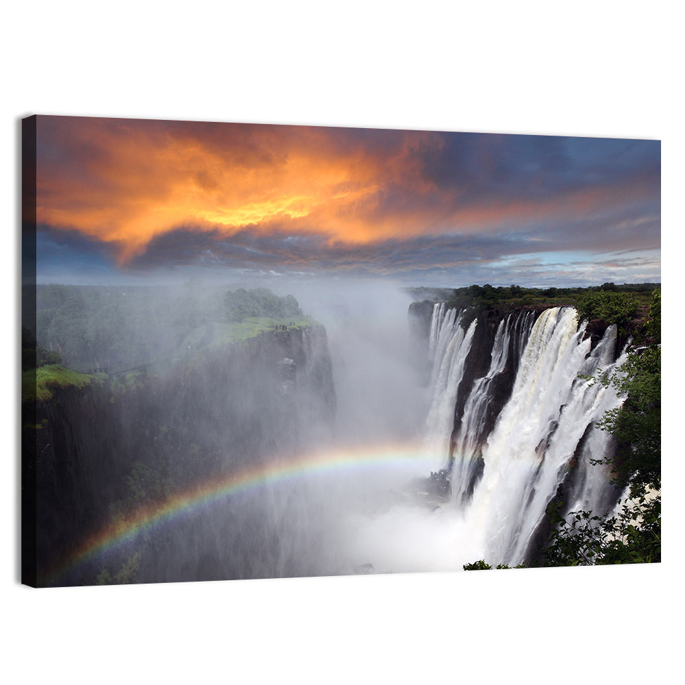 Victoria Falls Rainbow at Dusk Wall Art
